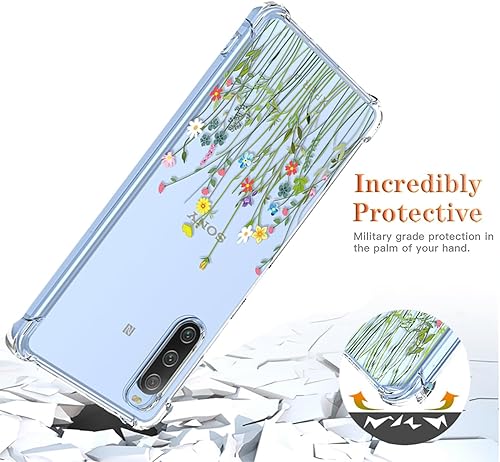 Miniatura 7 de Sony 10 III Lite XQ-BT52 XQ-BT44, funda transparente con patrones de jardín de flores, funda protectora para Sony Xperia 10 III Ramo de flores
