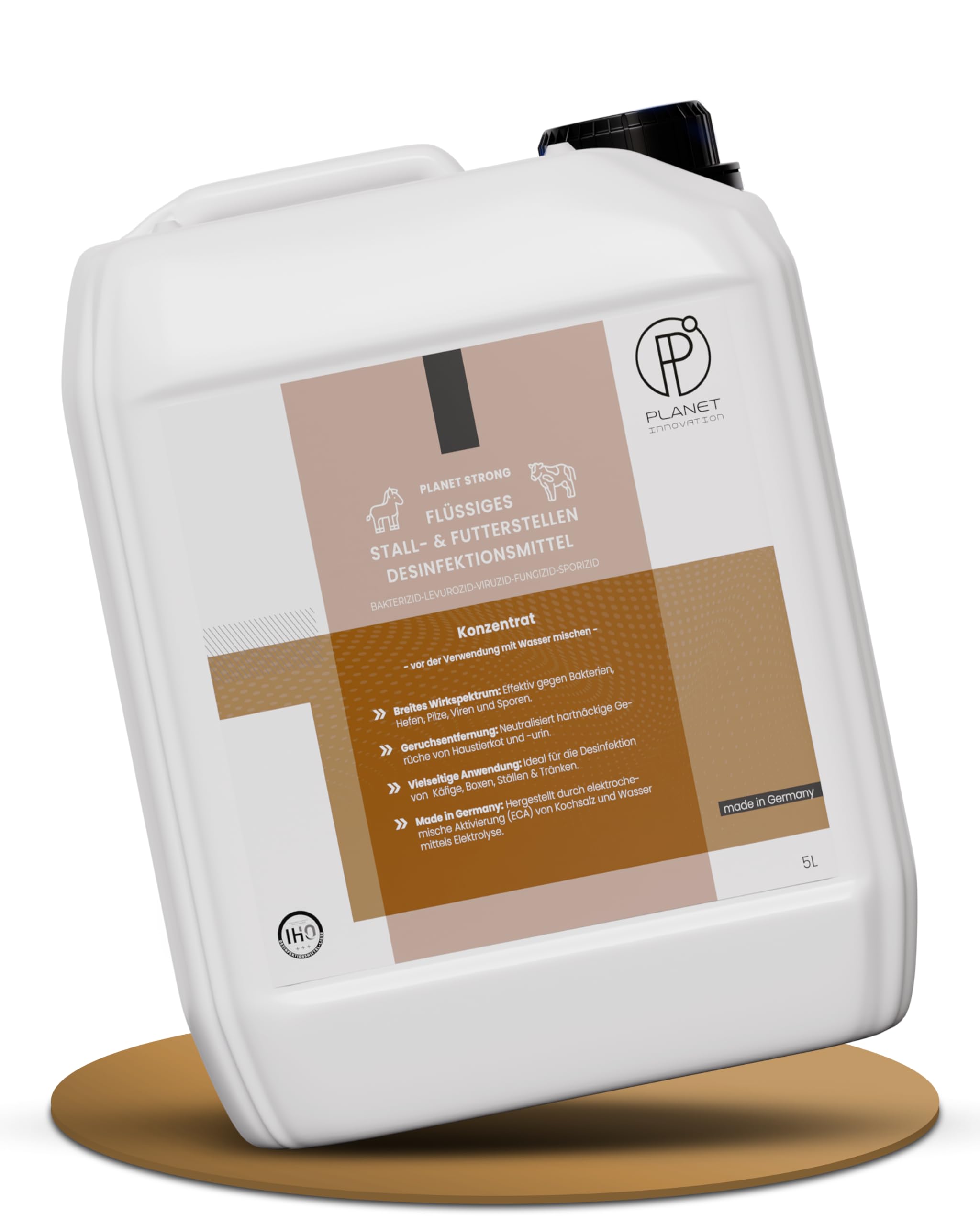 5L Stalldesinfektionsmittel Konzentrat Planet Strong® – Wirksam gegen Bakterien, Pilze & behüllte Viren (z. B. Influenza-Viren) – Für Ställe, Tierhaltung, Flächen & Futterstellen | Made in Germany