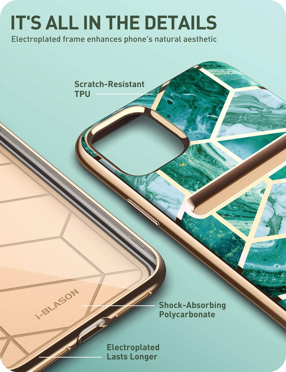 i-Blason Cosmo Wallet Slim Designer Wallet Case for Apple iPhone 11 Pro (2019), 5.8 Inch (Green)