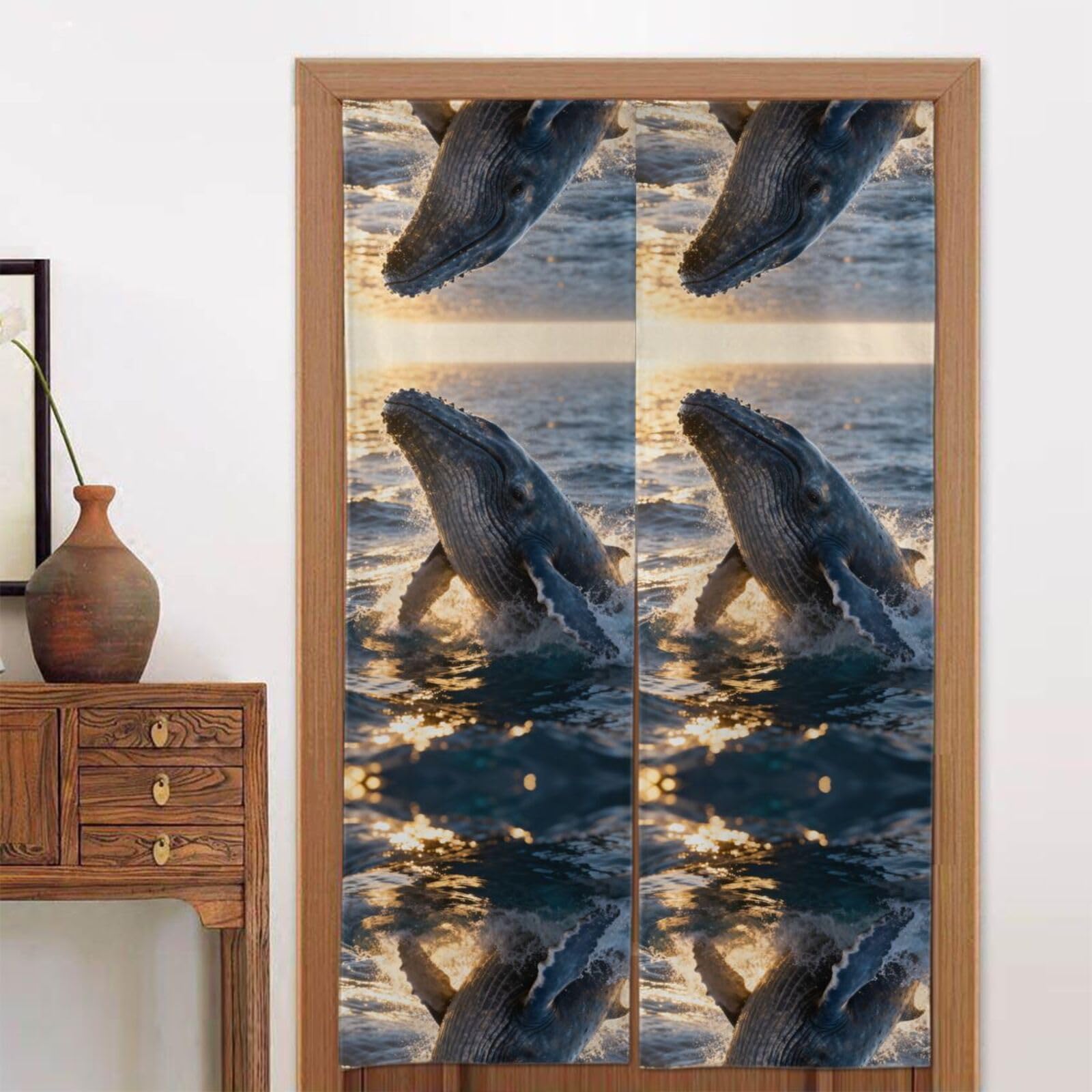 CNTDBU Humpback whale Door Curtain 34x56 Inch-Room Divider Panel for Privacy, Entryway Screen for Kitchen Bedroom