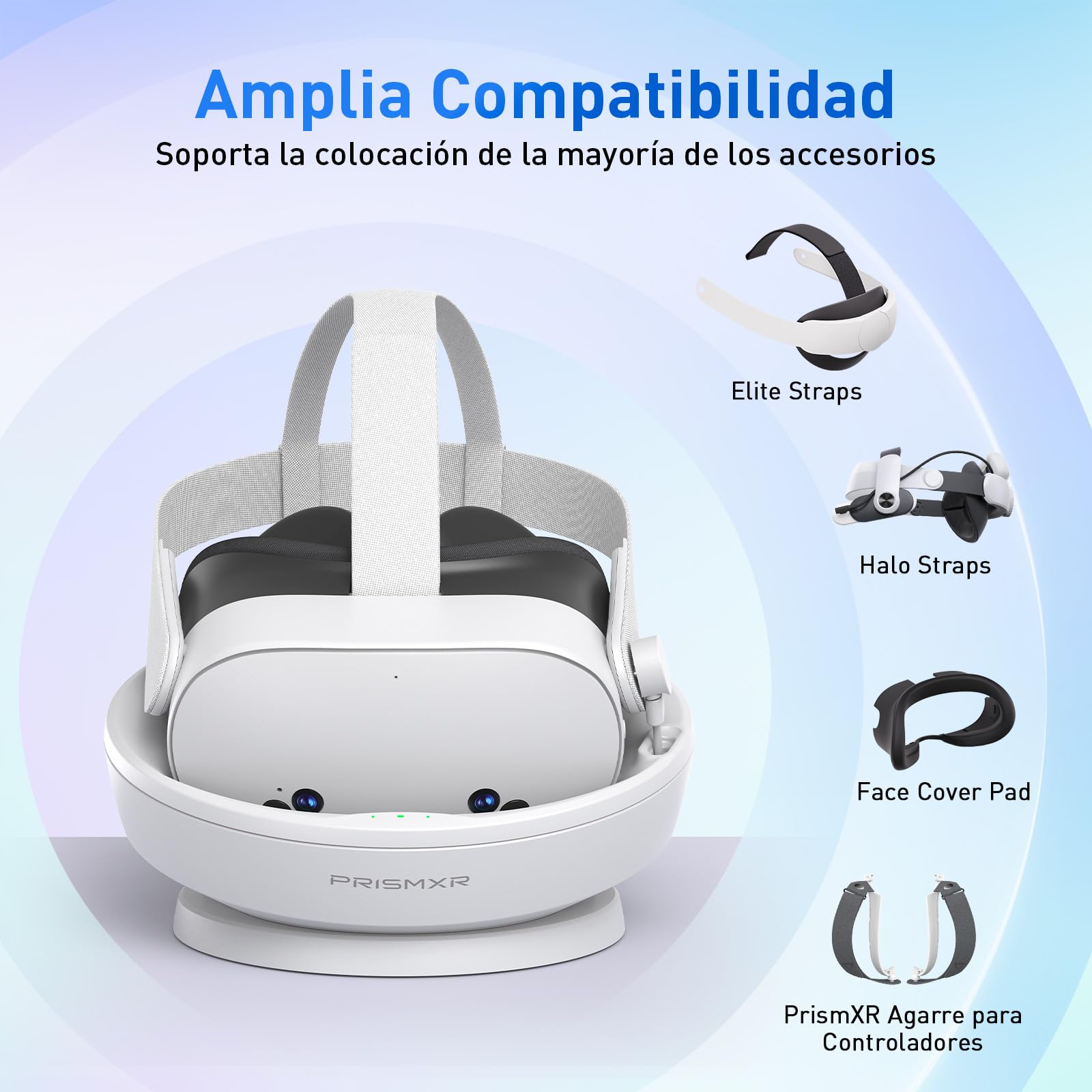 Base de Carga Compatible con Meta Quest 3S Accesorios, Estación de Carga Rápida con 2 Baterías Recargables para Controladores (Sin Cargador ni Passthrough) - Carina D1S Lite