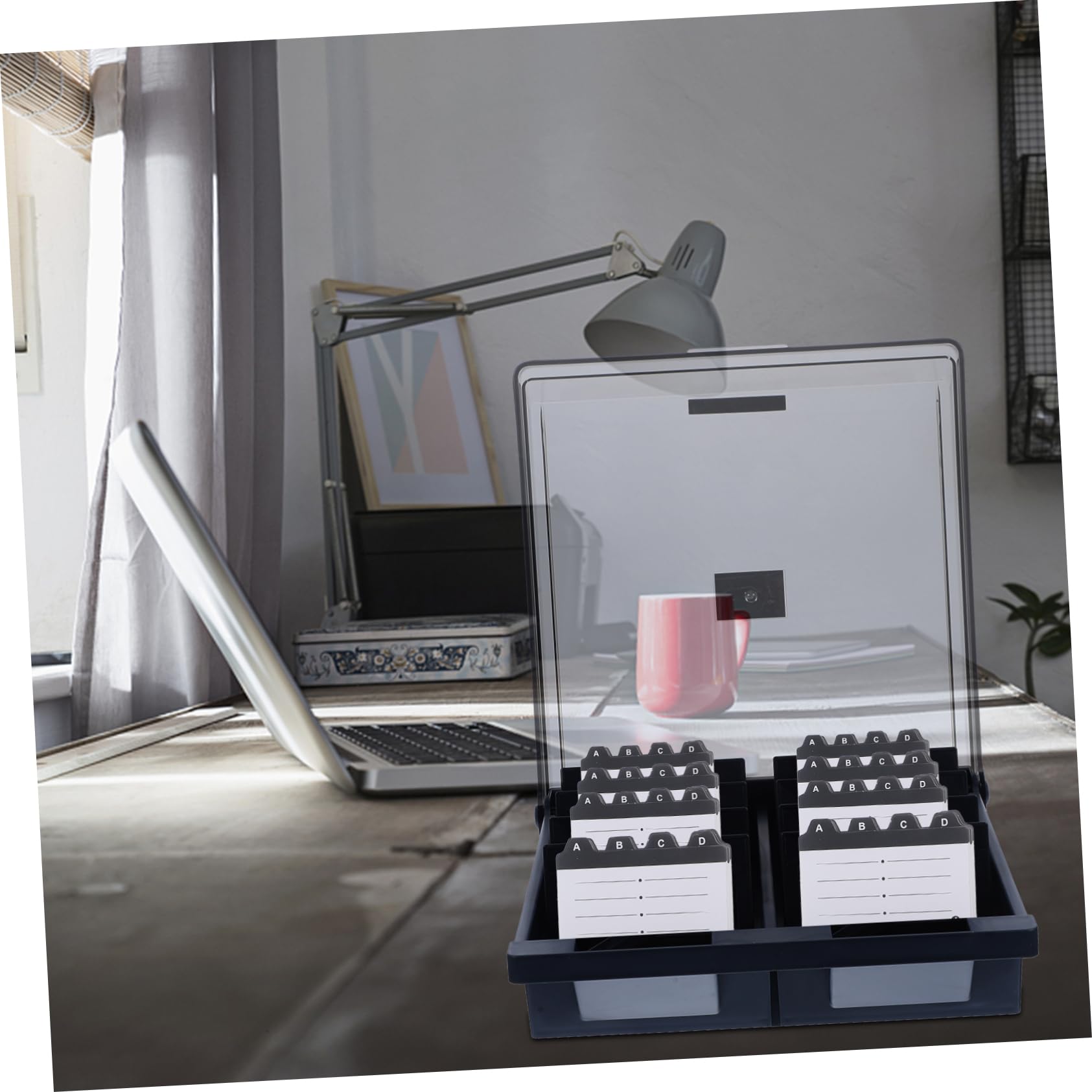 NUOBESTY Visitenkartenbox Einfacher Abs Karten mit 1000 aus Kapazität und Transparente Robuster Kartenorganisator Eleganter Kartenhalter für Büro Professionellen Schreibtisch