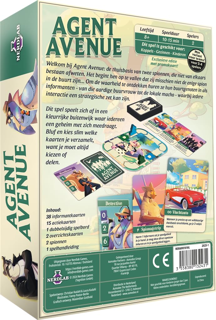 Gry Nerdlab | Agent Avenue | gra planszowa | od 8 lat | Liczba graczy: 2-4 | Czas gry: 10-15 minut | Polski