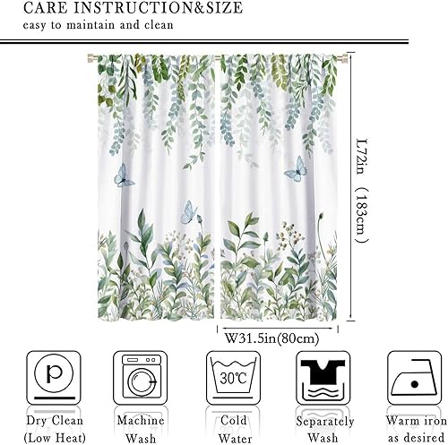 Miniatura 3 de Cortinas de flores silvestres, mariposas de primavera, cortinas de ventana, tela con estampado floral botánico para sala de estar, dormitorio,