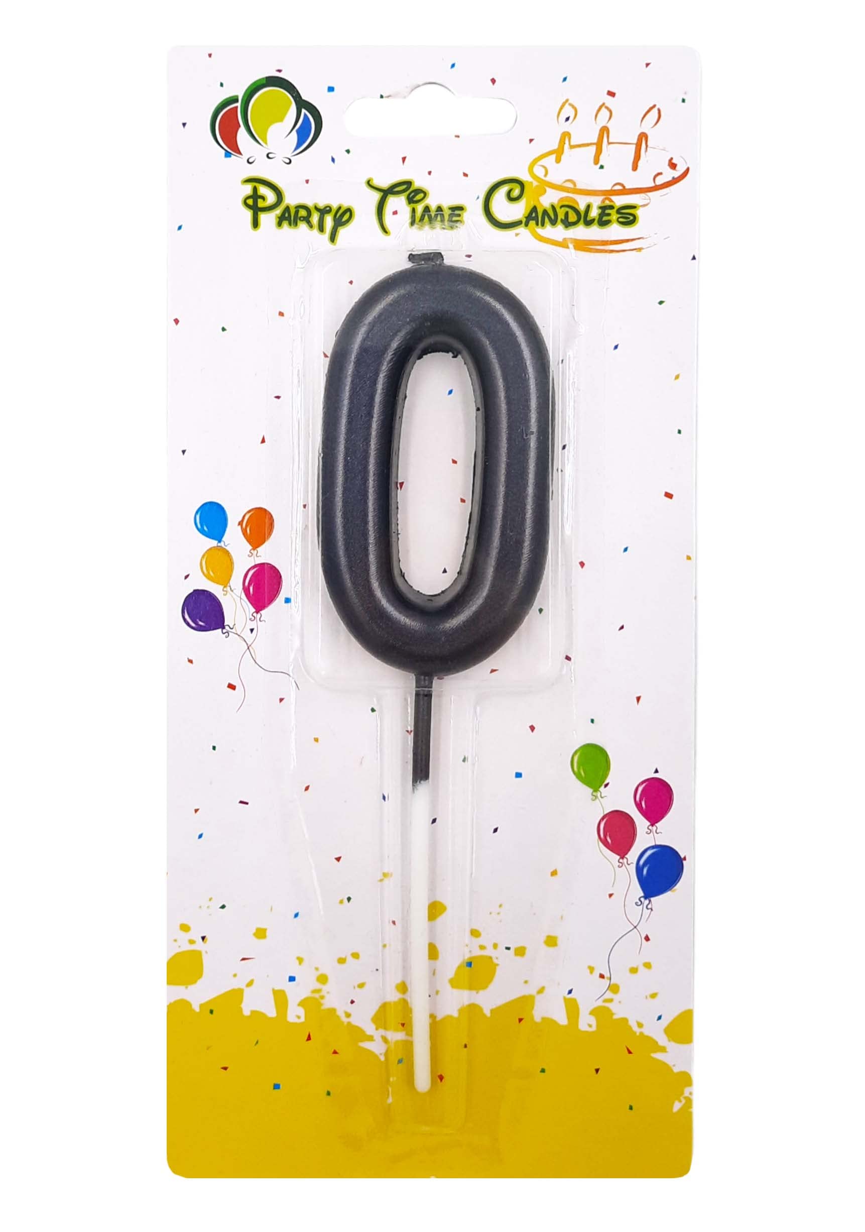 PARTY TIME#0 Black Birthday Number Candles, Matte Numeral Candles Cake Topper Decoration for Birthdays, Weddings, Reunions and Theme Party