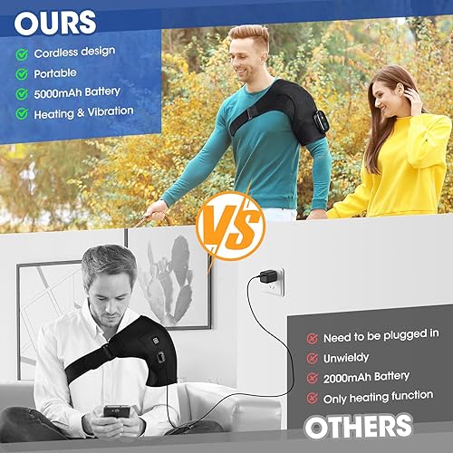 Miniatura 3 de Almohadilla térmica de hombro inalámbrica con masaje, lista de artículos elegibles por la FSA, masajeador térmico para el hombro para aliviar el
