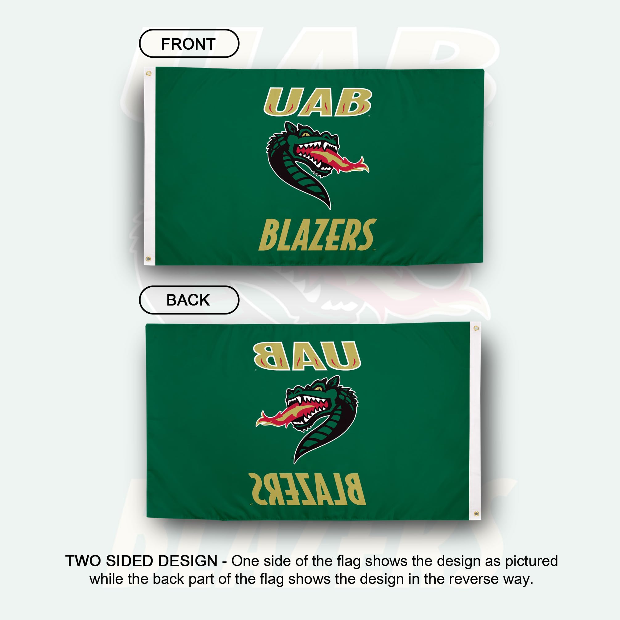 Desert Cactus UAB Blazers Flag – 3x5 Ft University Of Alabama At Birmingham Banner, 100% Polyester, Indoor/Outdoor