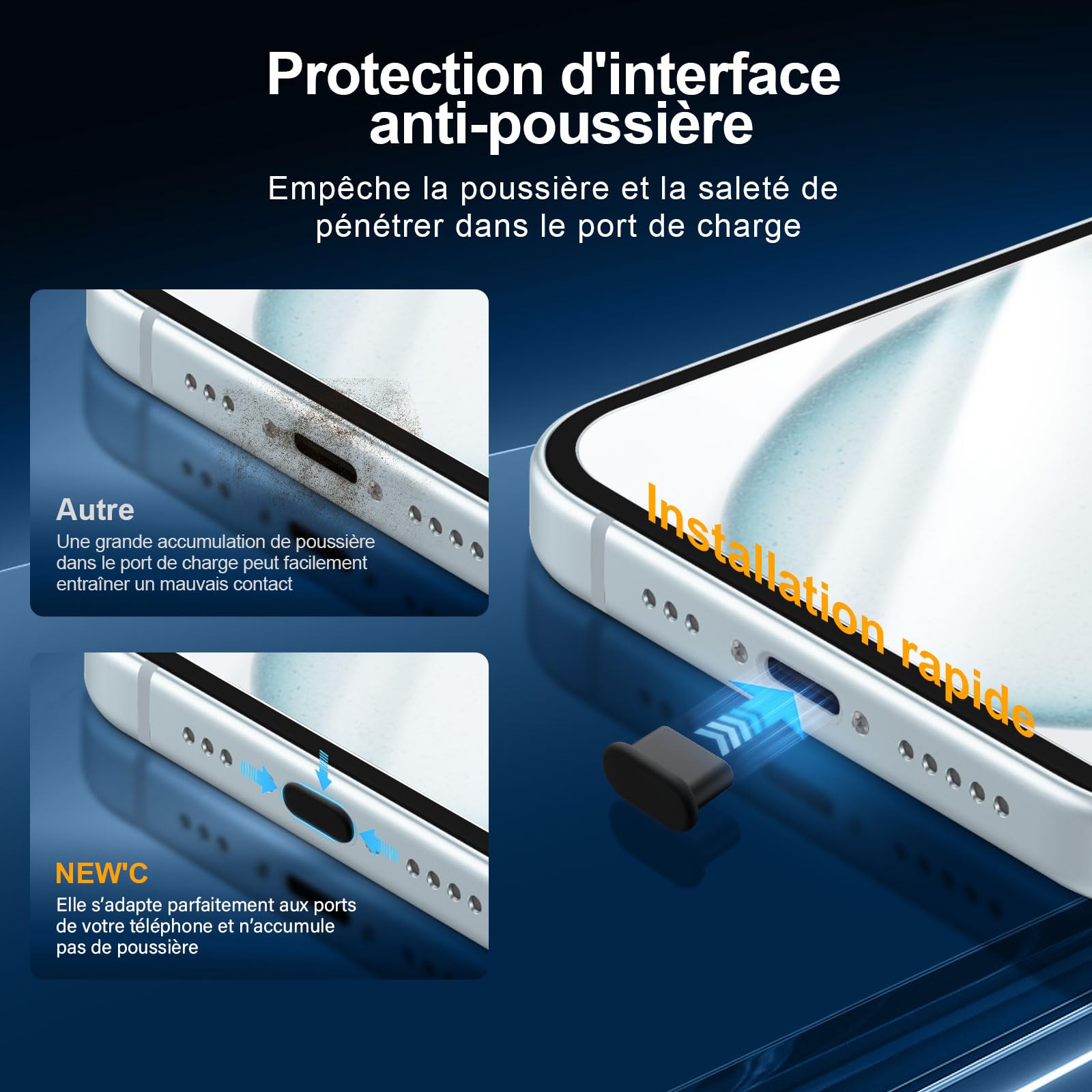 NEW'C Kit de 6, 3 x Verre Trempé pour iPhone 15 (6,1 Pouces) et 3 x Protection Caméra Arrière - Kit Outil d'Installation Facile + Bouchon Anti-Poussière -Anti Rayures - Ultra Résistant-HD Transparent
