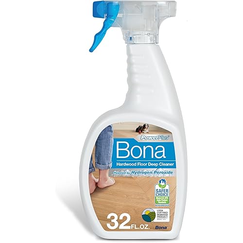 Bona PowerPlus Hardwood Floor Deep Cleaner Spray - 32 fl oz - Refillable - Oxygenated Formula and Residue-Free Floor Cleaning Solution - for Wood Floors