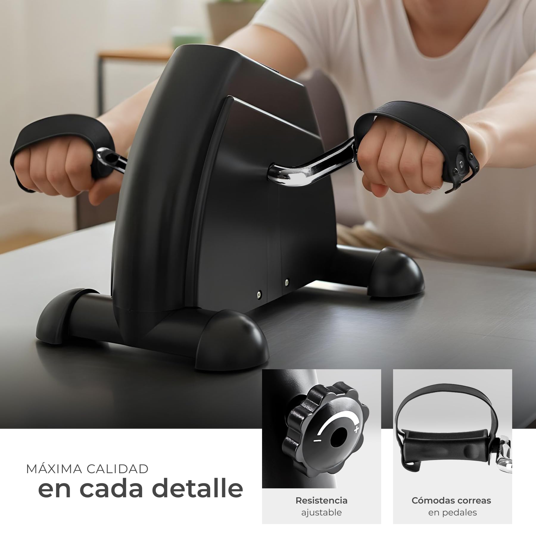 tectake® Pedales Estaticos para Ejercicio en Casa, Pedaleador Electrico con Resistencia Ajustable, Pedaleador para Ancianos, Ejercicio Rehabilitación Piernas y Brazos, Fitness en Casa - Negro