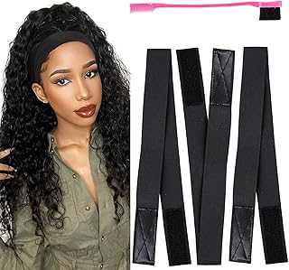 3Pcs Elastic Melt Band for Wig with Velcro, 3.5cm Width Elastic Edge Band for Laying Down Wigs, Wig Melt Band for Edges with Velcro, Elastic Edge Laying Band (3pcs Melt Band+1Pcs Hair Edges