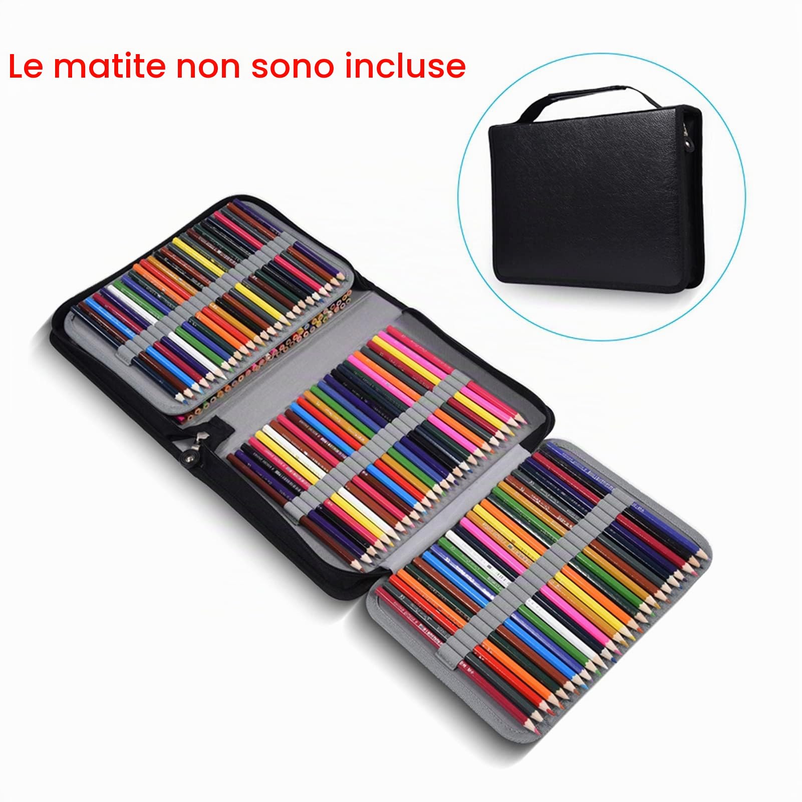 Astuccio per Matite con Penna di Grande Capacità, 150 Slot Astuccio per Matite per Schizzi d'Arte Scomparto Multiplo Portatile Borsa per Matite da Disegno Forniture per Studenti(Nero)