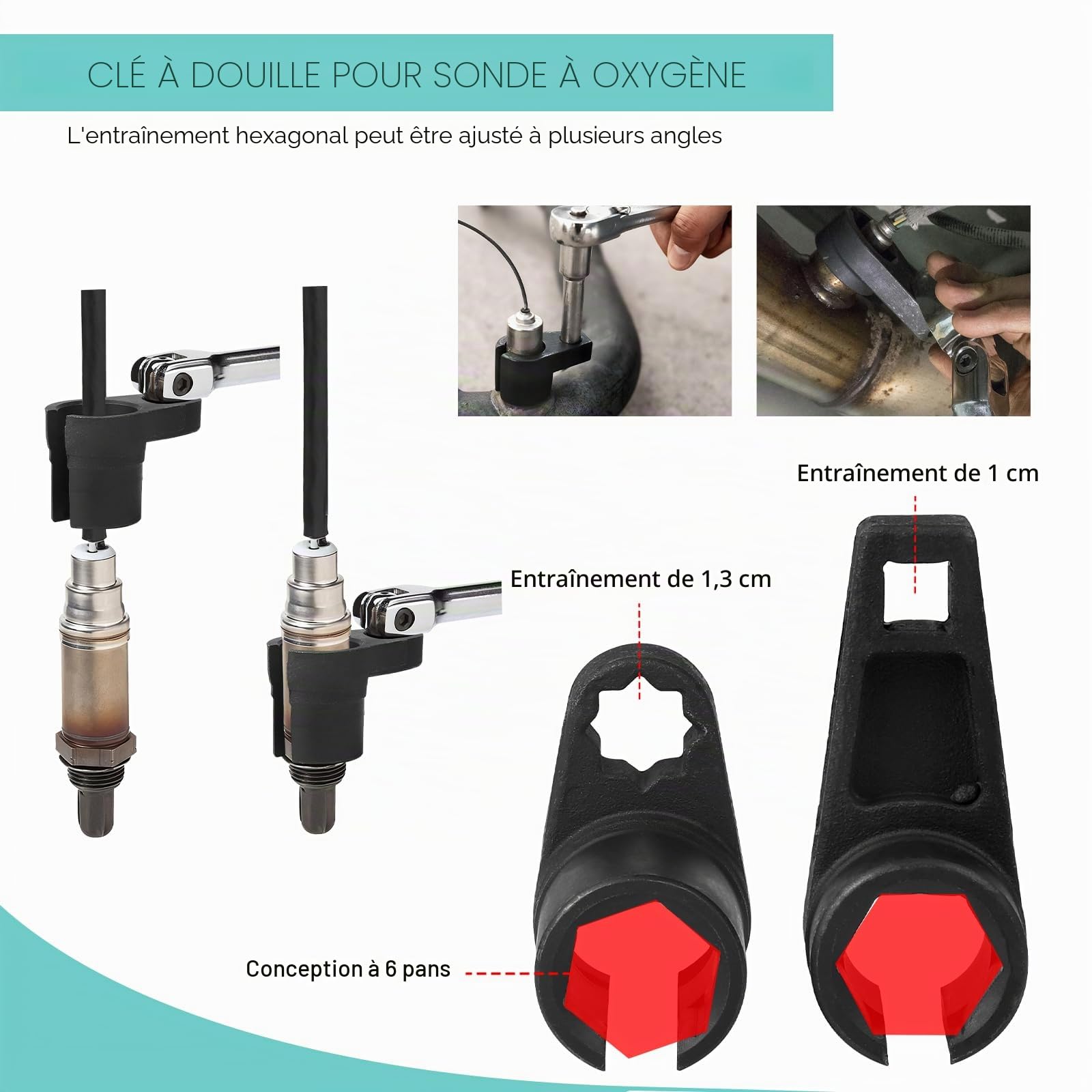 Lot de 10 clés à douille pour sonde lambda - Avec écrou de sonde lambda de 22 mm et 27-29 mm et clé à vis pour capteur d'oxygène de 7/8" - Outil de sonde lambda (10 pièces)