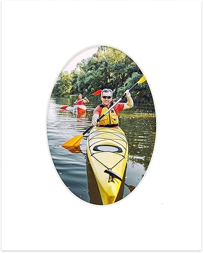 Miniatura 4 de Tapete de 8 x 10 pulgadas, corte biselado para fotos de 5 x 7 pulgadas, con apertura de tablero de fotos ovalado blanco precortado, sin ácidos, mate