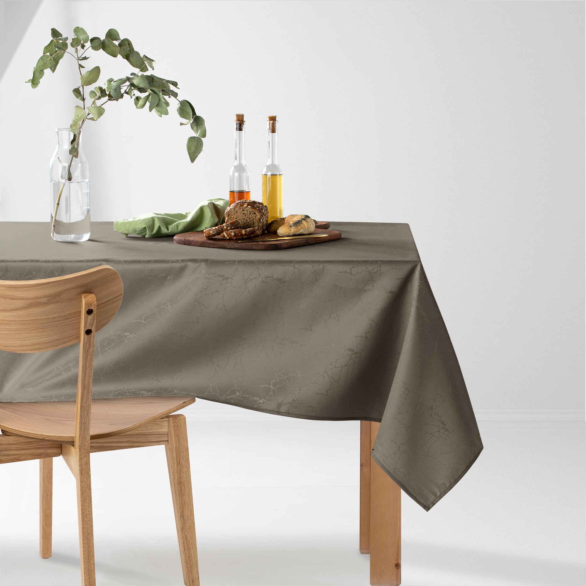Tischdecke 140x200 cm oval Beige Abwaschbar Für Indoor Outdoor Marmormuster Manil