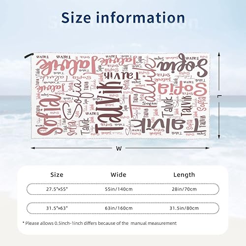Miniatura 8 de Toallas de playa personalizadas para adultos, toallas de playa personalizadas con nombres para viajes, toallas de playa de microfibra, regalos para