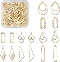 Bestewelry 32PCS Alloy Geometric Open Back Bezel Pendants - Various Shapes for Resin Jewelry DIY Crafts