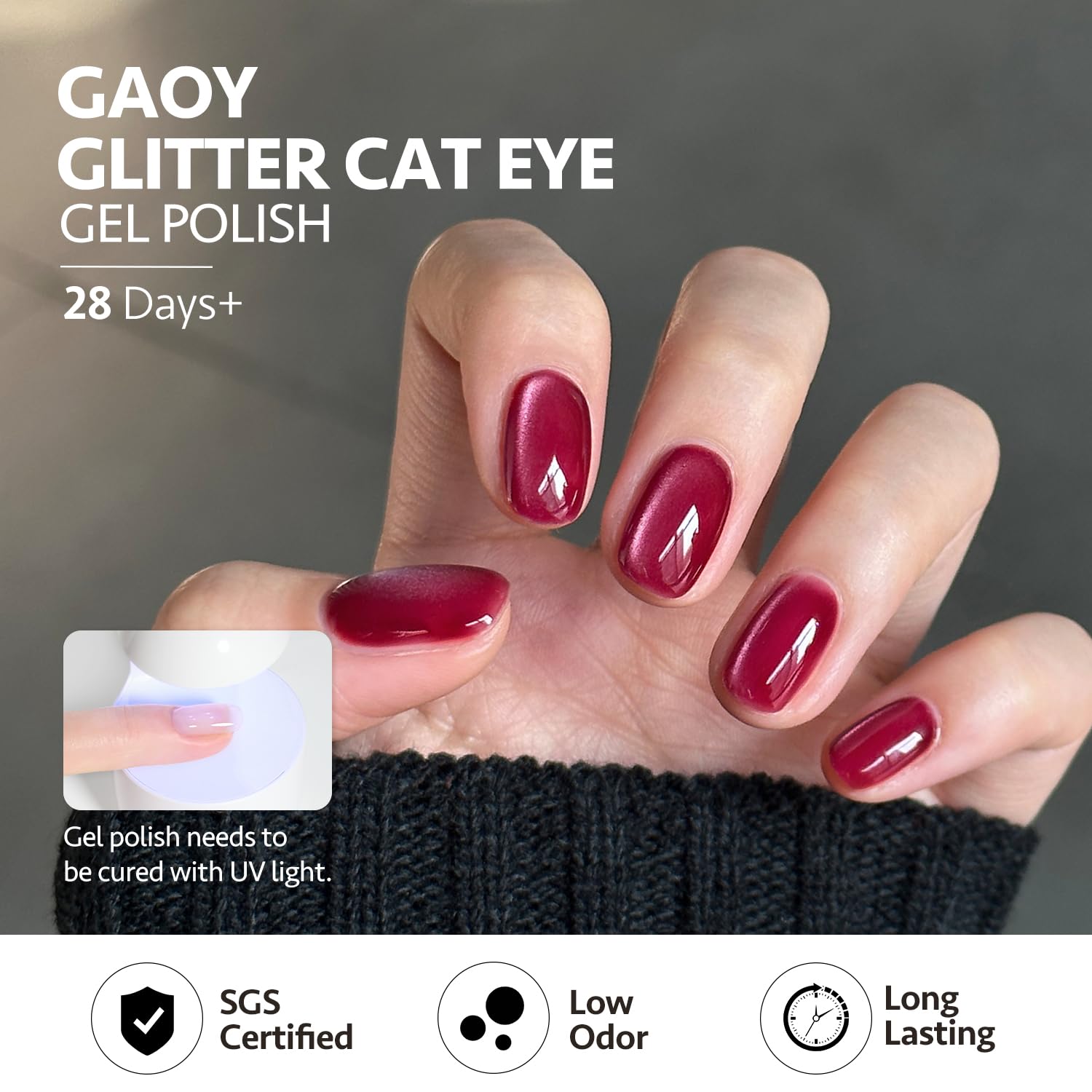 Amazon.com : GAOY Glassy Cat Eye Gel Nail Polish, 16ml Glitter