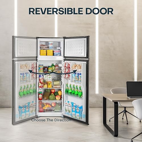 Miniatura 5 de Upstreman Refrigerador de 7.7 pies cúbicos con congelador, puerta doble, termostato ajustable, gran capacidad, columpio de puerta reversible,