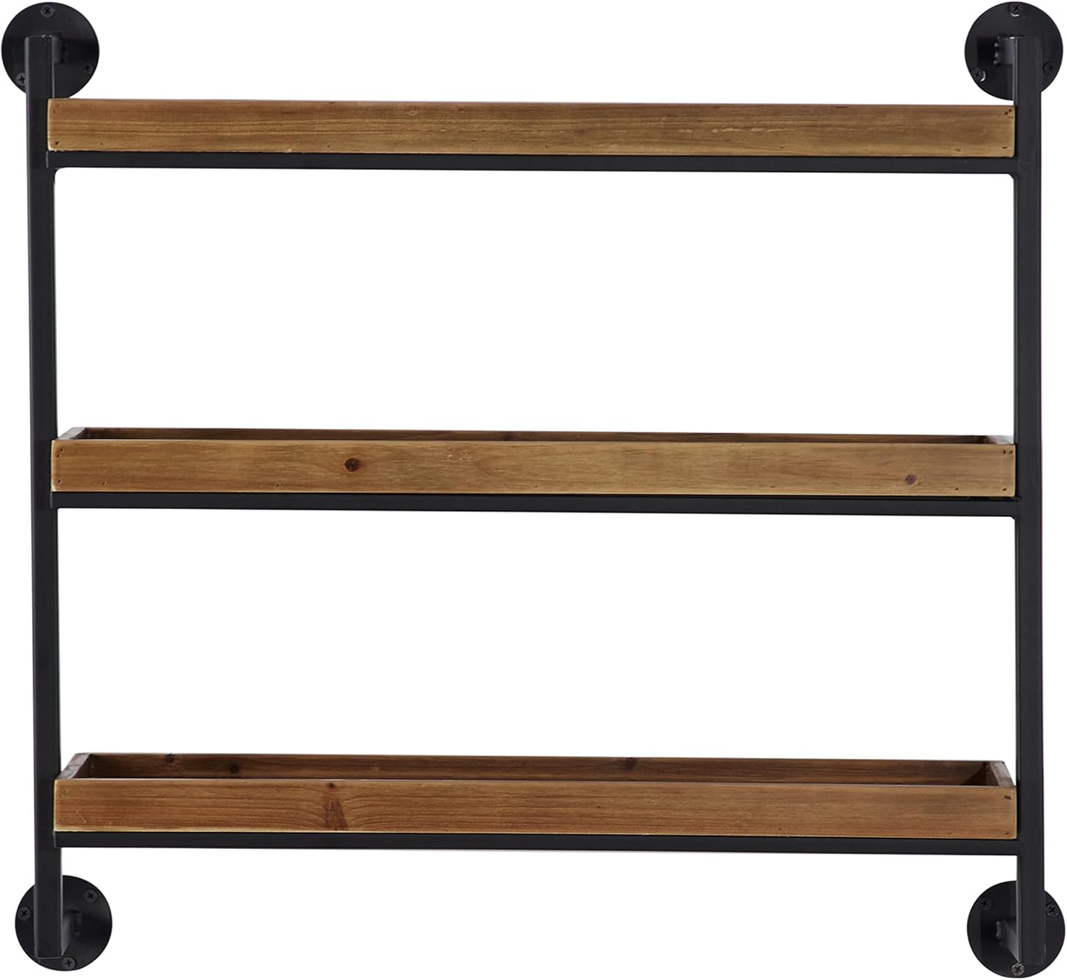 Deco 79 Metal 3 Shelves Wall Shelf, 26" x 23" x 7", Brown