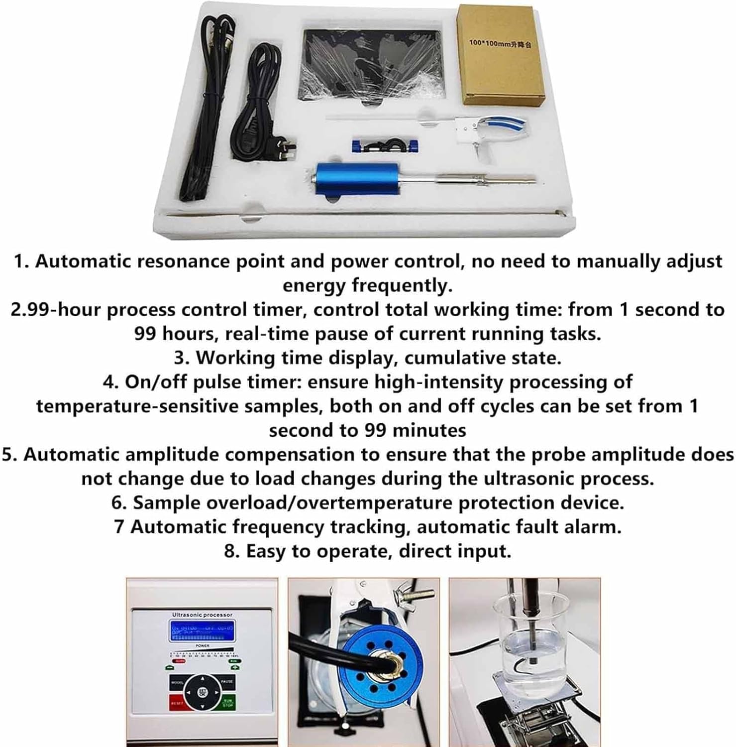 Homogenizer,Laboratory Emulsifier,800w Sonicator Processor Cell Disruptor Mixer,Processable Capacity <600ml,LCD Screen 1s-99h Adjustable,Efficient Cell Disruption Emulsification 4mm