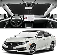 Vista 112 de Parasol de parabrisas de ajuste personalizado para Nissan Titan 2017-2024, bloquea los rayos UV y el calor, parasol de ventana delantera, fácil