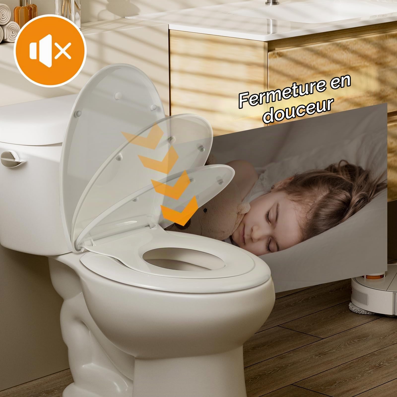 SAMODRA-Abattant WC Familial Forme O Lunette de Toilette pour Adultes et Enfants Cuvette Toilette avec Frein de Chute matériel d'urée-Formaldéhyde (Familial Forme O)