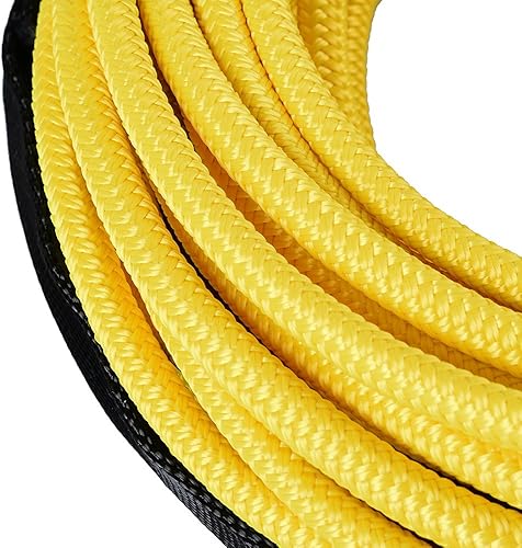 Miniatura 9 de Cuerda de cable de cabrestante sintética amarilla de 50 x 14 pulgadas, 7000 libras, con protección contra rocas y todo el calor + tapón de goma para