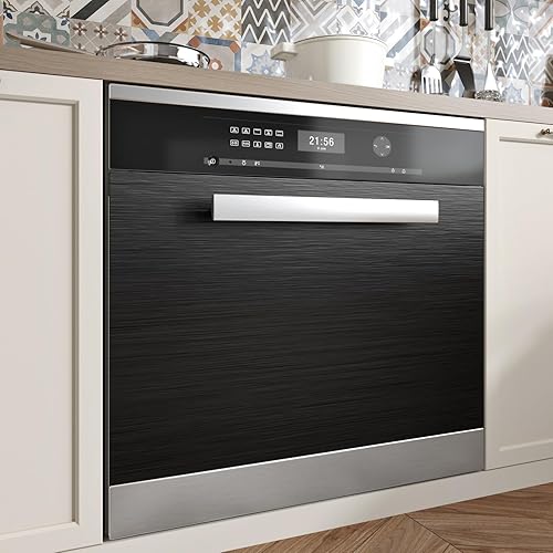 Miniatura 5 de Papel tapiz metálico de acero inoxidable negro para despegar y pegar para el refrigerador, 24 x 118 pulgadas, papel adhesivo negro metálico para