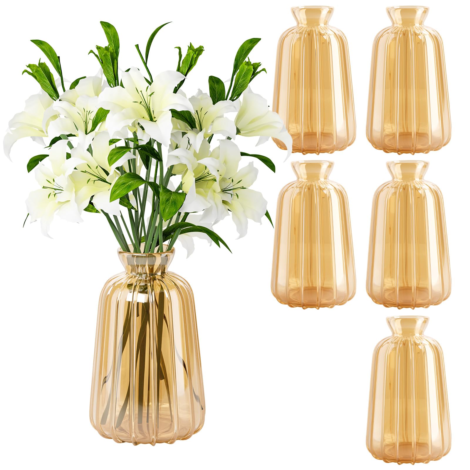 Ezvsevuo 6 Piezas Jarrones de Cristal para Decoración de Mesa de Boda, Floreros Modernos Mini Decorativos Pequeños