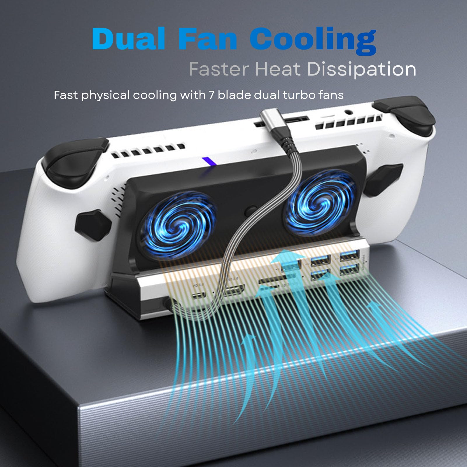 Steam Deck Docking Station Rog Ally Dock 10 in 1 Hub USB C con doppia ventola di raffreddamento Interfaccia multimediale HD 4K 60 Hz Ricarica 100 W per configurazione di