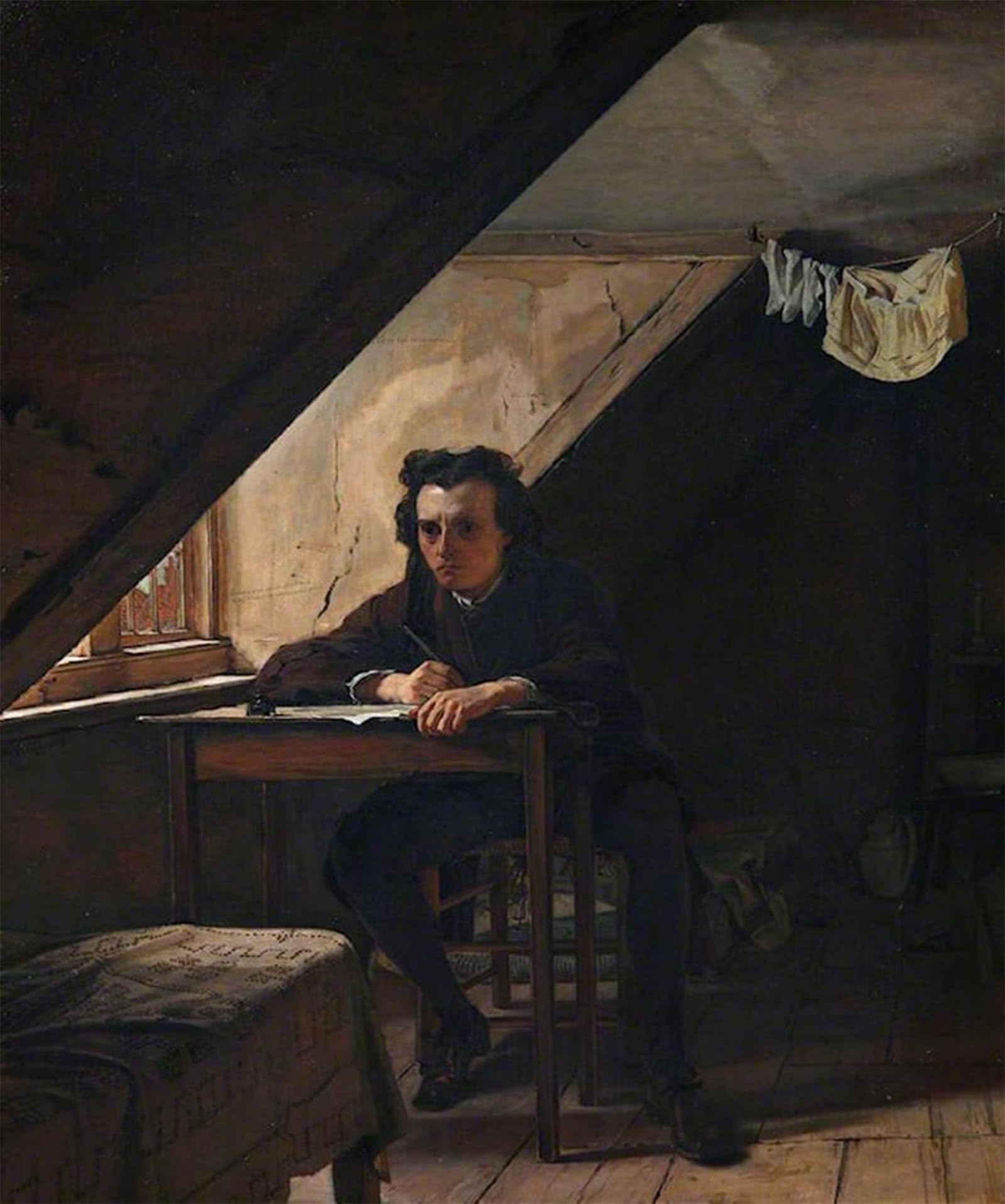 ARTXLXXBN Famous Painting Art Wall Decor Abstract Art Picture Self Portrait As a Distressed Poet by Augustus Leopold Egg Animal Pictures for Home Decor 60x90cm