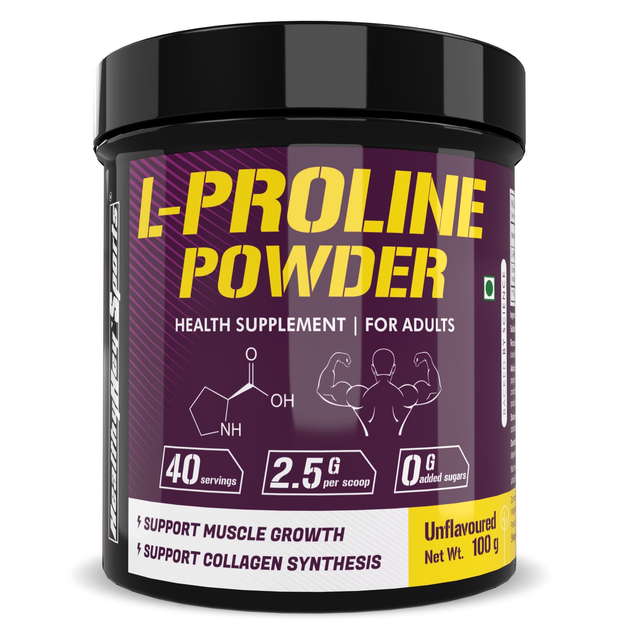 HealthyHey Sports L-Proline Powder, Supports Muscle Growth & Collagen Formation, 100g Unflavoured - 40 Servings (B0BS3KJFHF) Amazon Price History, Amazon Price Tracker