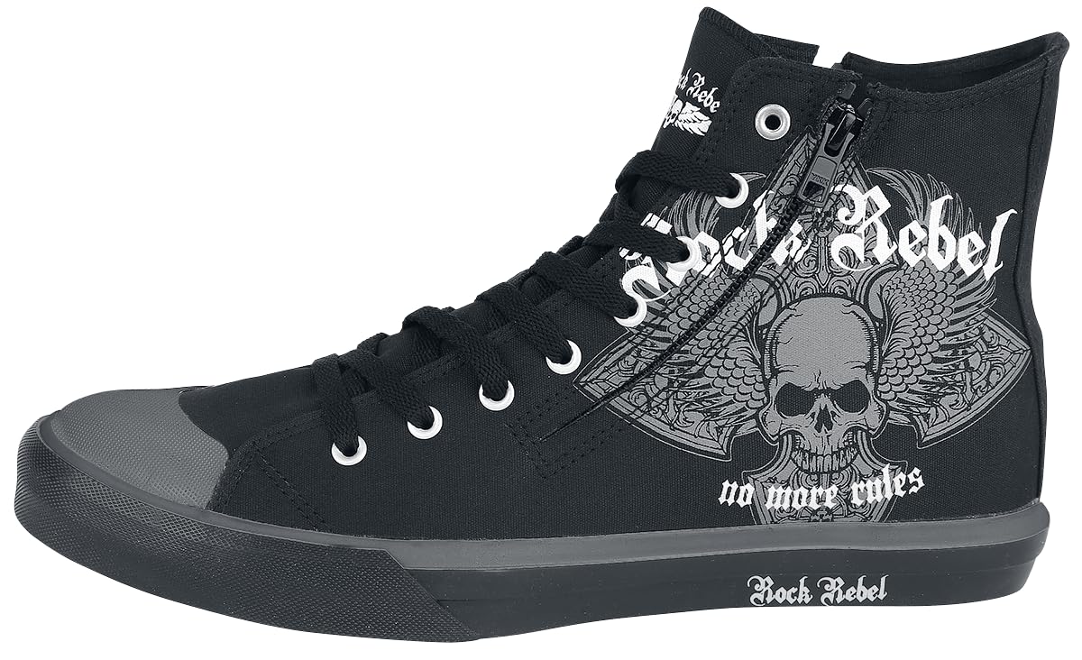 Rock Rebel by EMP Unisex Sneakers Nere con Stampa Teschio