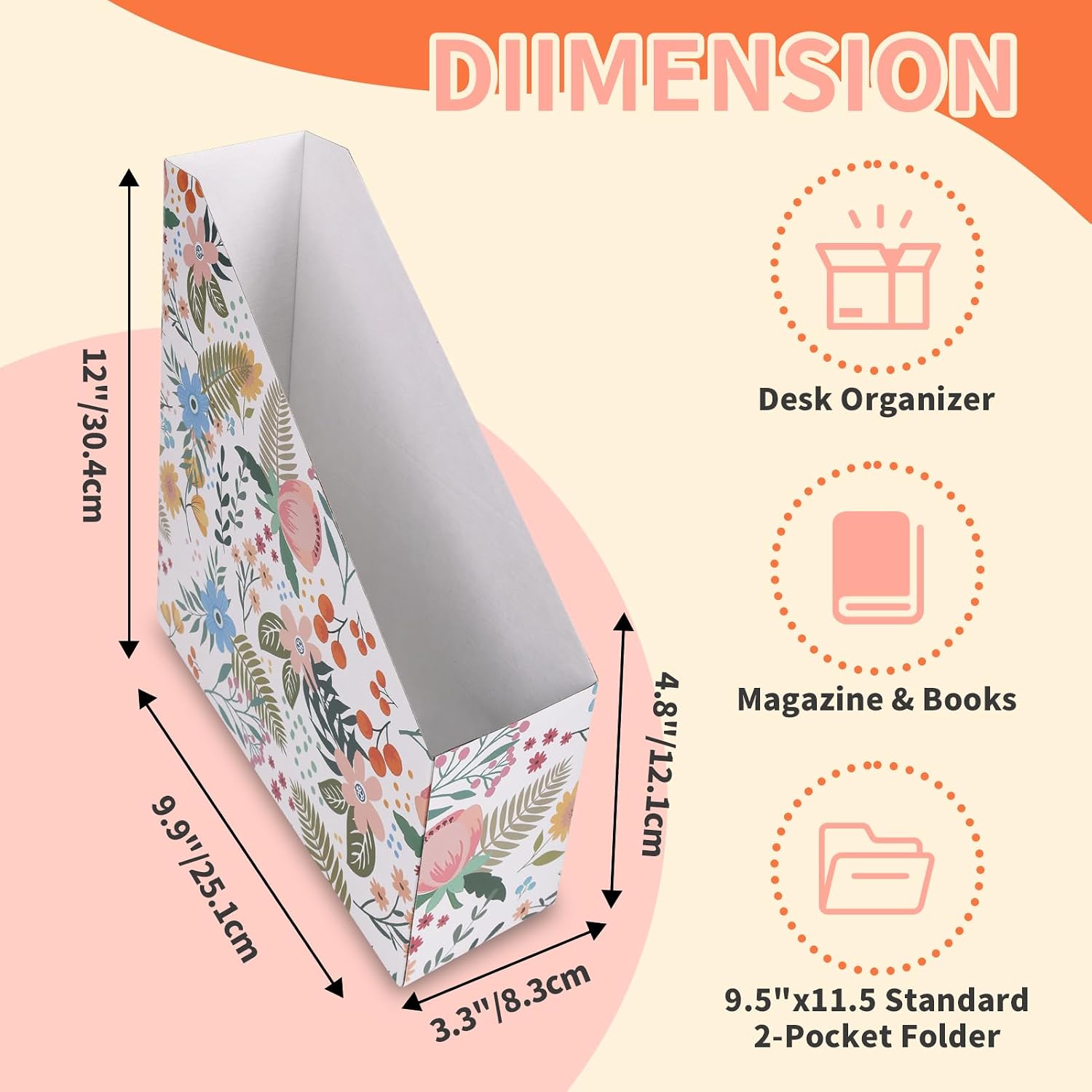 Rempry 12 Pack Magazine File Holders, Colorful Floral image 2