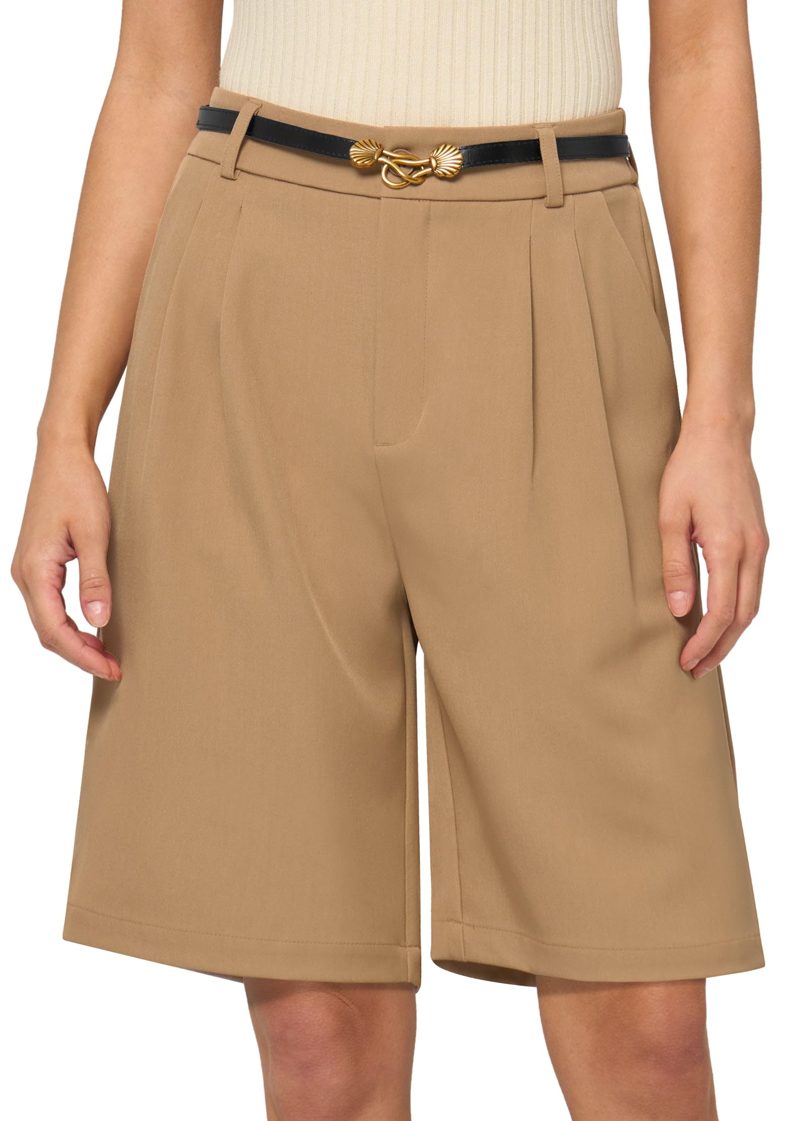 Willit Womens Shorts Wide Leg Dress Casual Work Summer Pleated Shorts High Waisted with Pockets 7 10