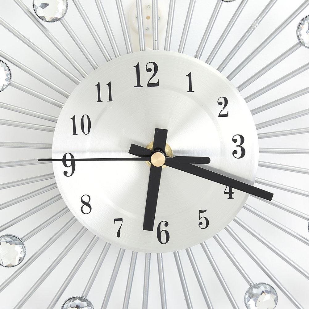 Reloj de pared de metal con forma de estrella de diamante, reloj de estrella de cristal, decoración del hogar, tachonado de diamantes, decoración de dormitorio, salón
