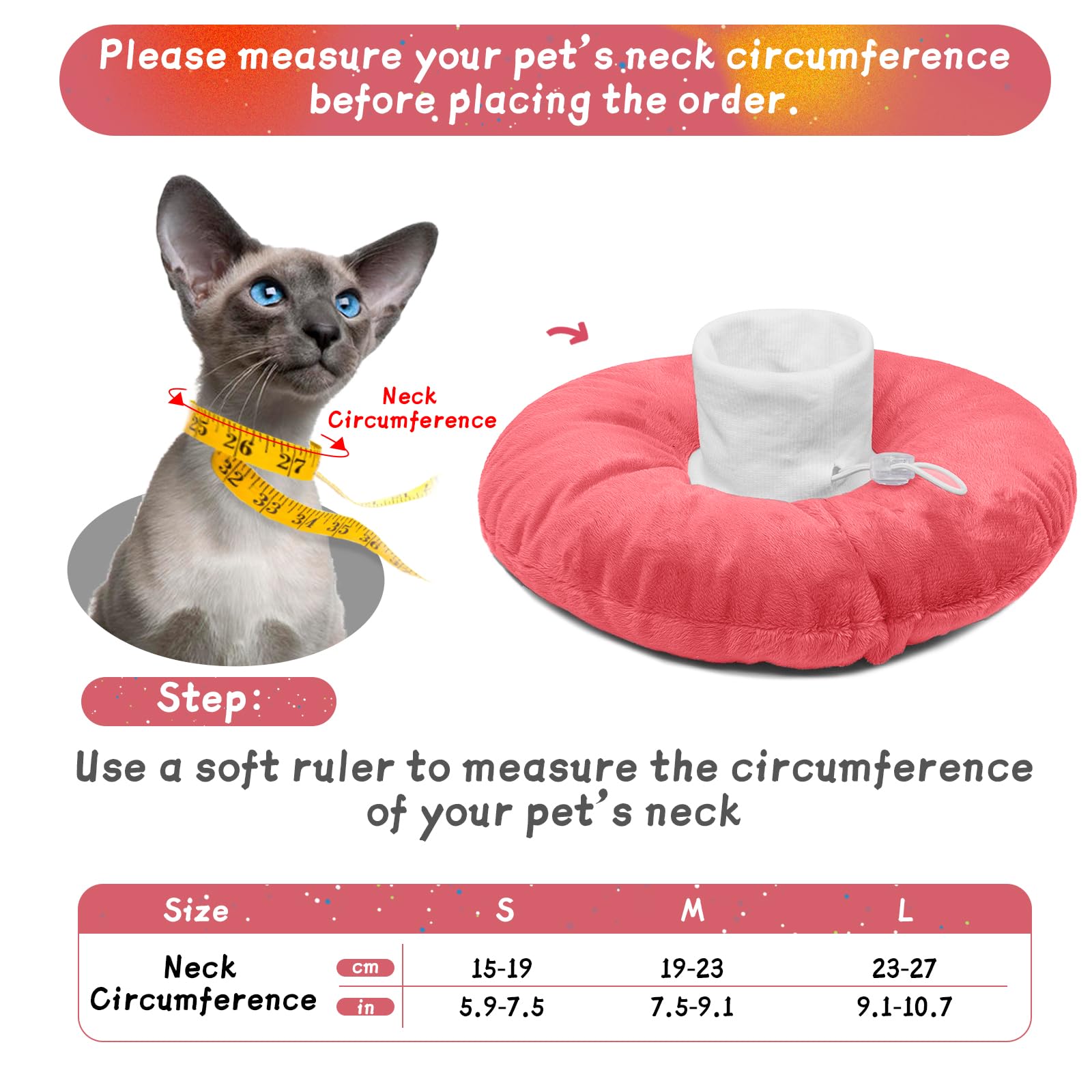 Cat Cone Collar Soft Small, Comfortable Kitten Elizabethan Collar for Cat Recovery Cone Neck Donut(Pink, S) - Image 2