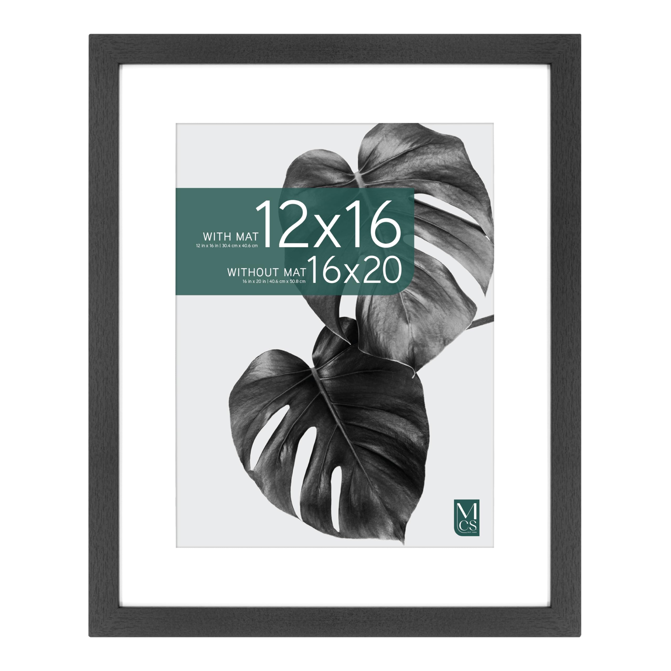 MCS Studio Gallery Poster Frame, 16x20 Matted to 12x16, Black