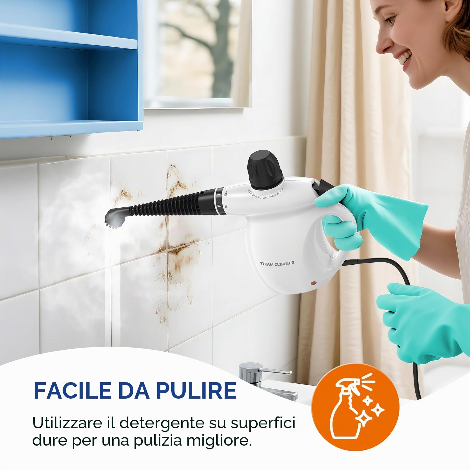 LABIGO Pulitore a vapore, pressurizzato portatile, 13 pezzi, multiuso, naturale, per pulizia profonda, vapore portatile per la pulizia di casa, malta, cucina, auto, finestre, tappezzeria, bagno e