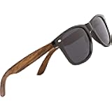 Walnut Wood Sunglasses with Black Polarized Lenses for Men and Women | 100% UVA/UVB Ray Protection