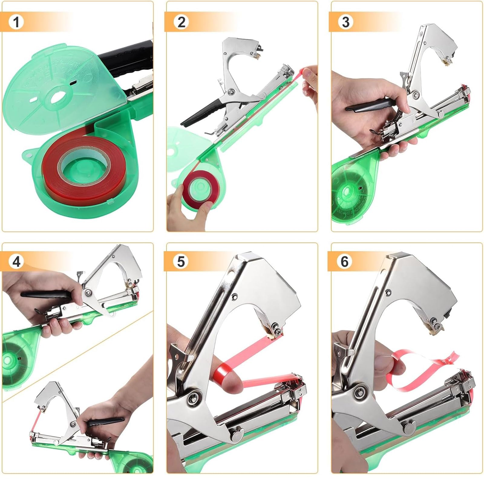 Outil manuel agricole pour attacher les plantes, 450 attaches/h, avec 10 rouleaux de ruban adhésif, technologie sans agrafes, pour plantes grimpantes, raisins, framboises, tomates, légumes grimpants
