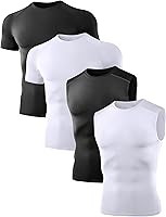 Dalavch Men's 4 Pack Compression Shirts & Tank Tops - Short Sleeve/Sleeveless Athletic Undershirts for Workouts, Running, Cycling
