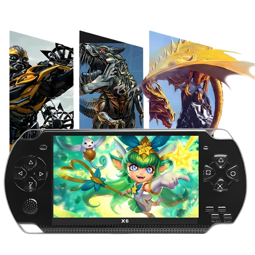 Drumstone 【Lifetime Replacement Warranty】 4.3 inch 8GB Handheld Game Console Built in 1500 Games for Multiple simulators X6 Retro Video Game Console mp3/mp4/TV Out Portable Game Player Device