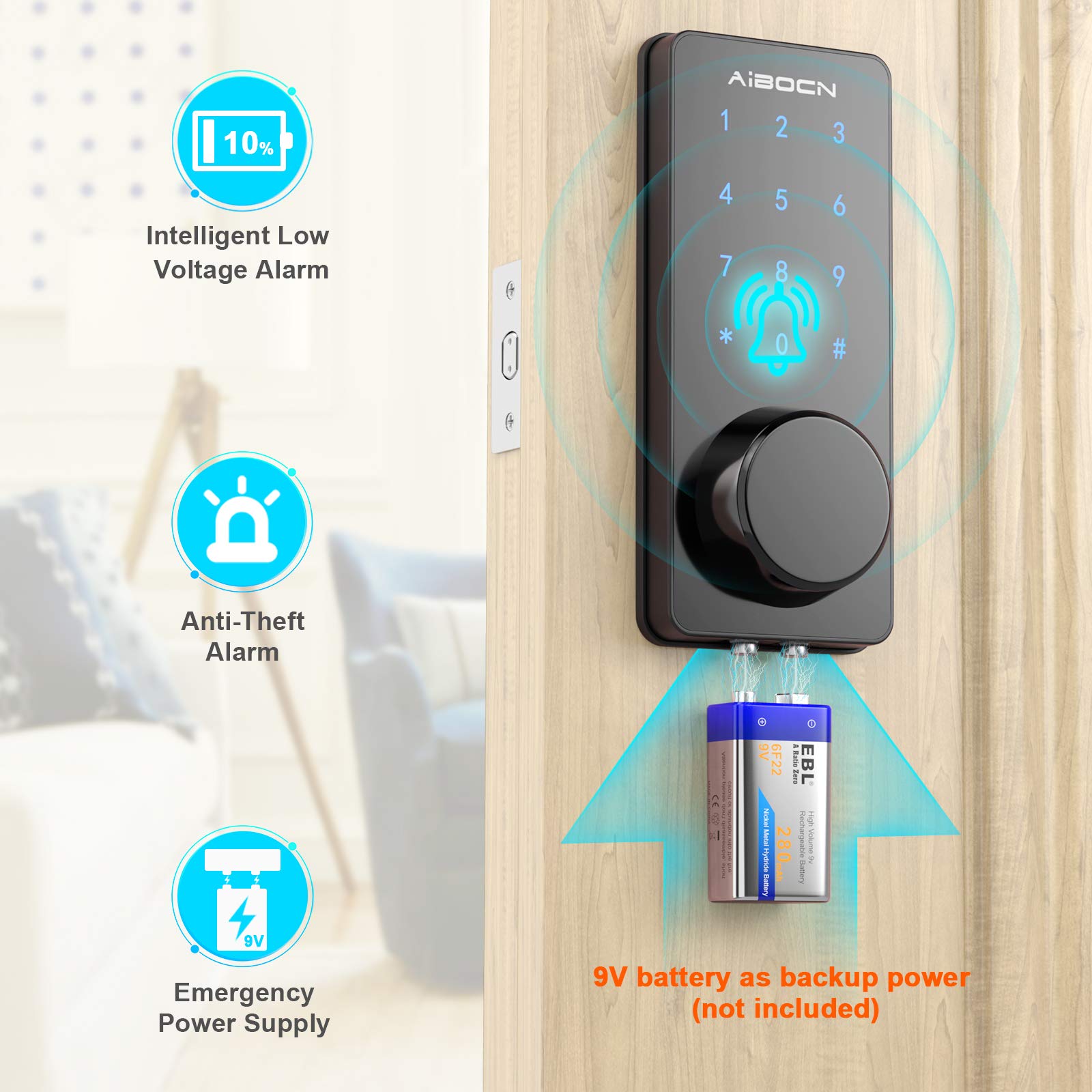 Aibocn Smart Lock, Keyless Entry Door Lock, Bluetooth Deadbolt Lock