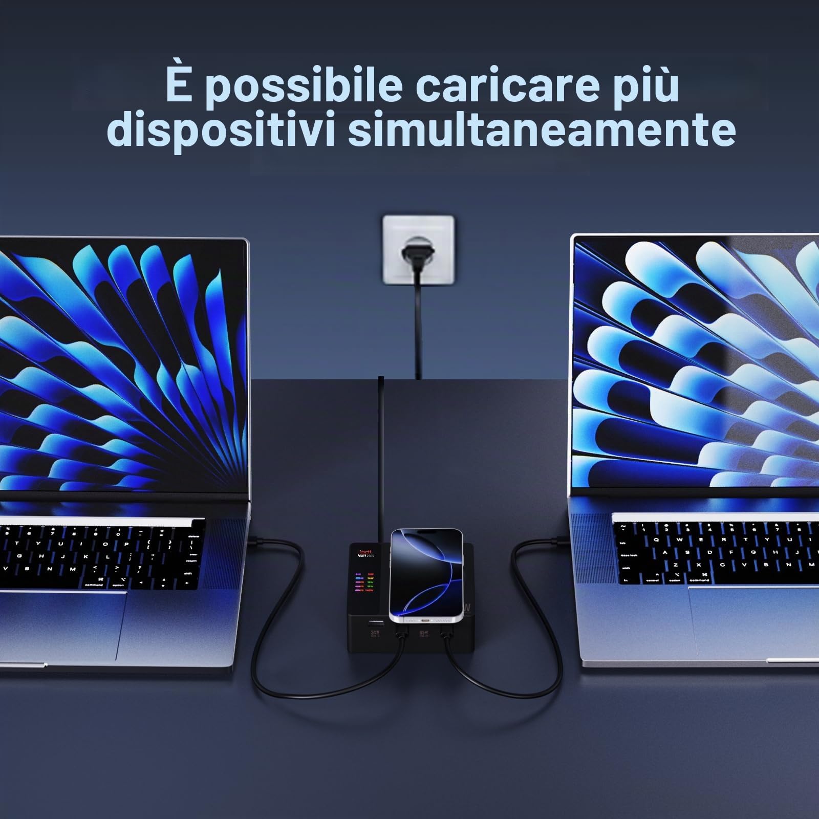 ISDT Power 200X Caricatore da Parete Senza-Fili, con 4+1 Porte USB (Massimo 140W) Compatibile con Tablet iPad-Laptop Macbook-Computer-Cellulare iPhone 14 Pro, Galaxy, Note, iWatch ecc.