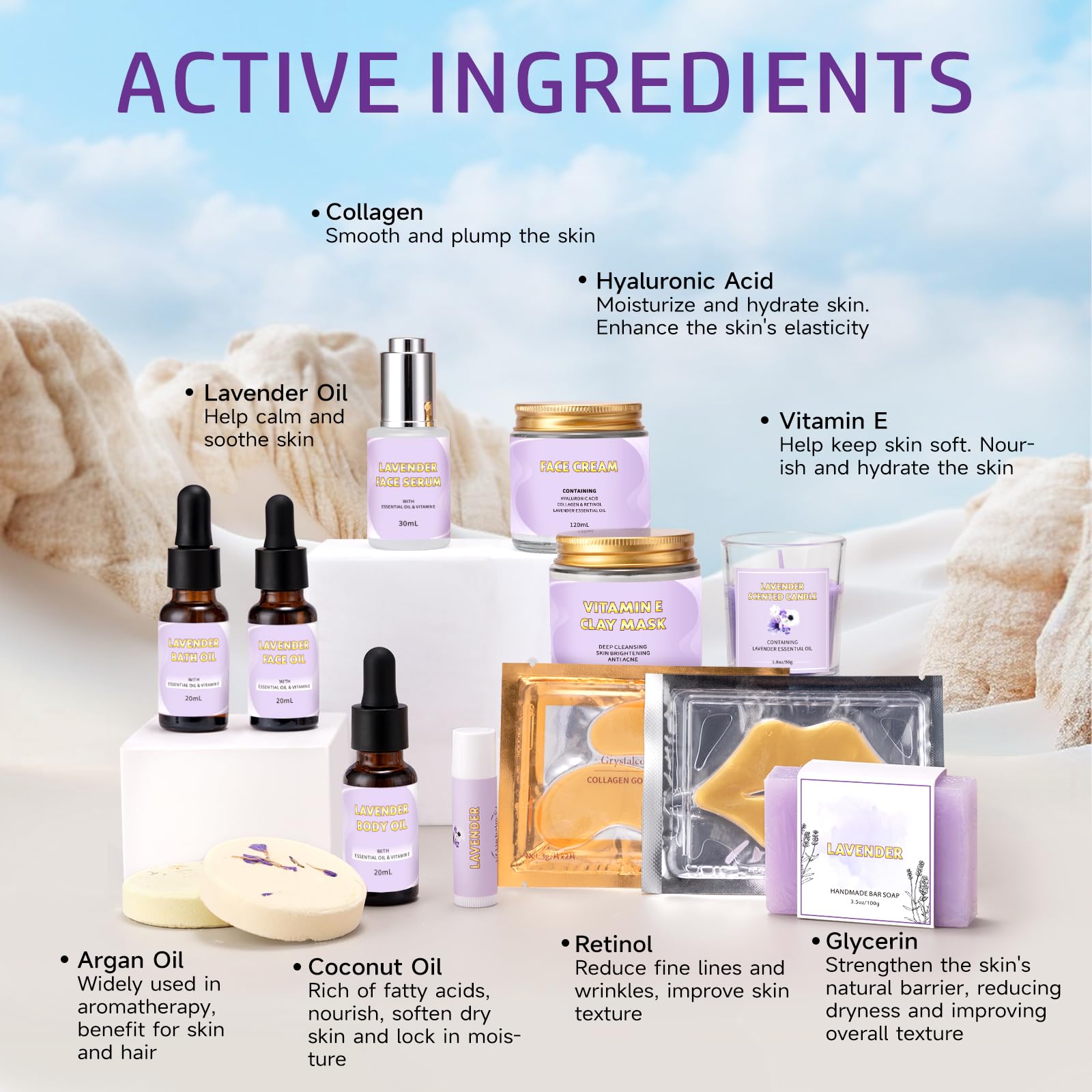 Amazon.com : Facial Skin Care Set & Spa Kit, Lavender Spa Gifts