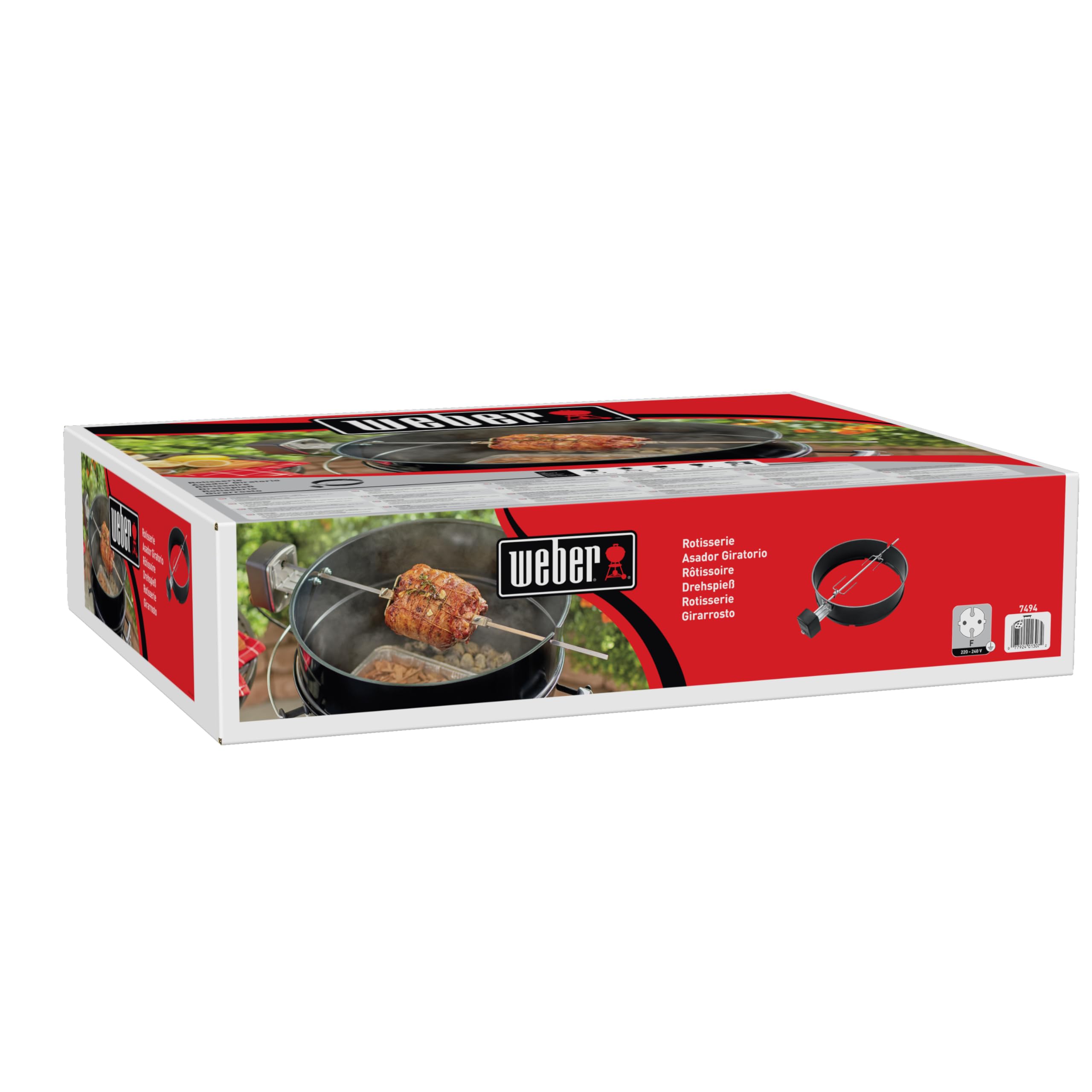 Weber Rôtissoire pour barbecues à Charbon 57 cm/Broche motorisée pour Une Cuisson homogène des rôtis et volailles – Noir/Argent (7494)