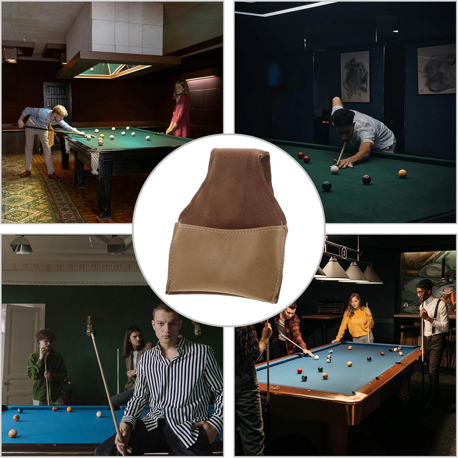 Billiard Chalk Holder: Portable Pool Cue Chalk Pouch - PU Leather Bag - Reusable Snooker Organizer for Pool Table Accessories Cue Tip Maintenance