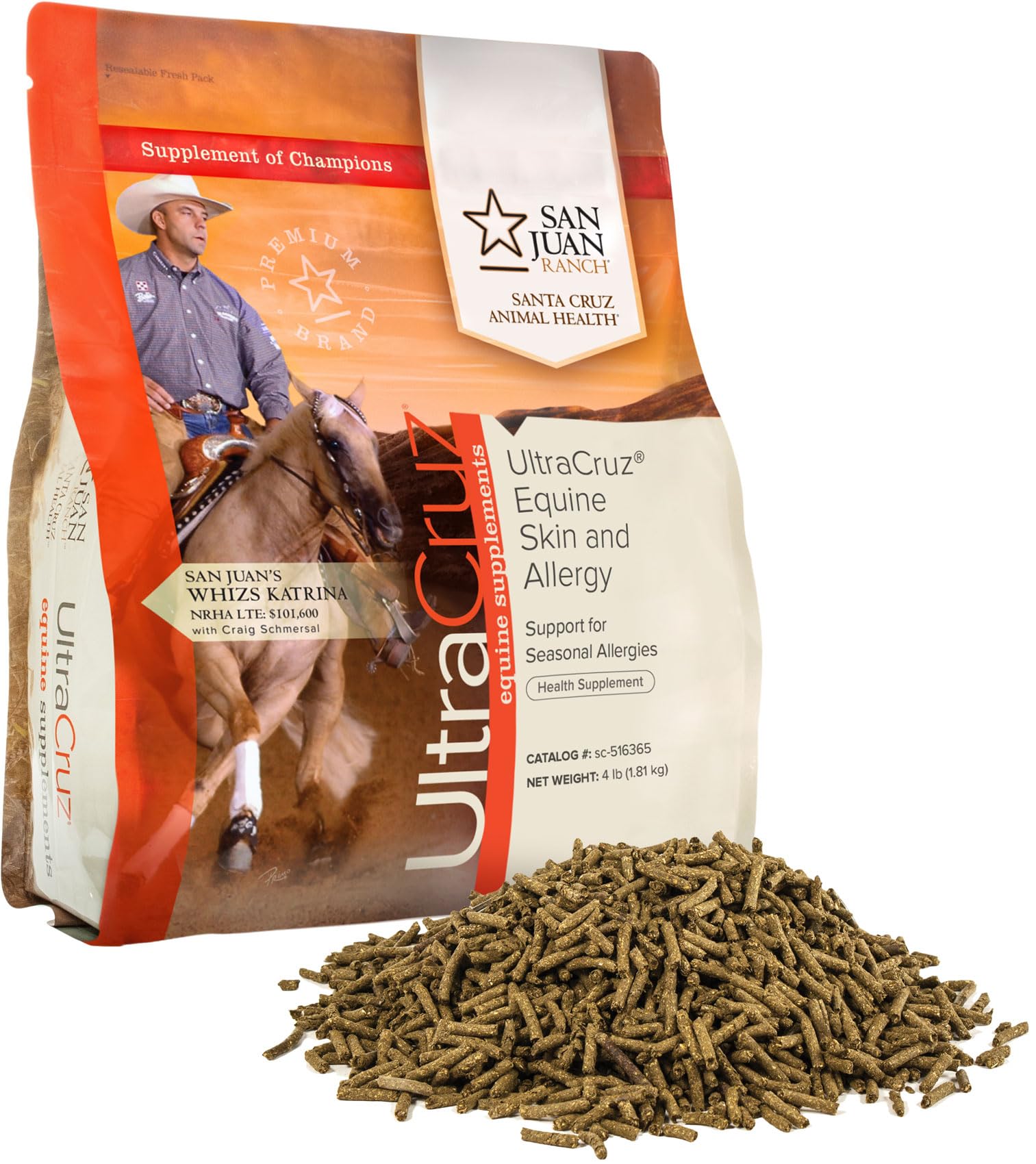 UltraCruz Equine Skin and Allergy Supplement for Horses, 4 lb. Pellet